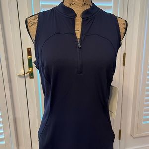 Lululemon Front-Zip Mock-Neck Tennis Tank. Size 8. True Navy.